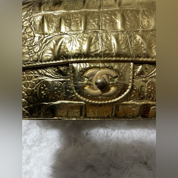 CHANEL Gold Embossed Croc Mini Flap Bag - Picture 9 of 16